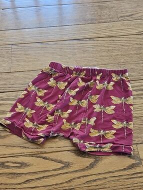 Kate Quinn Maroon Dragonfly Print Panda Elastic Waist Shorts Bamboo 5Y Toddler